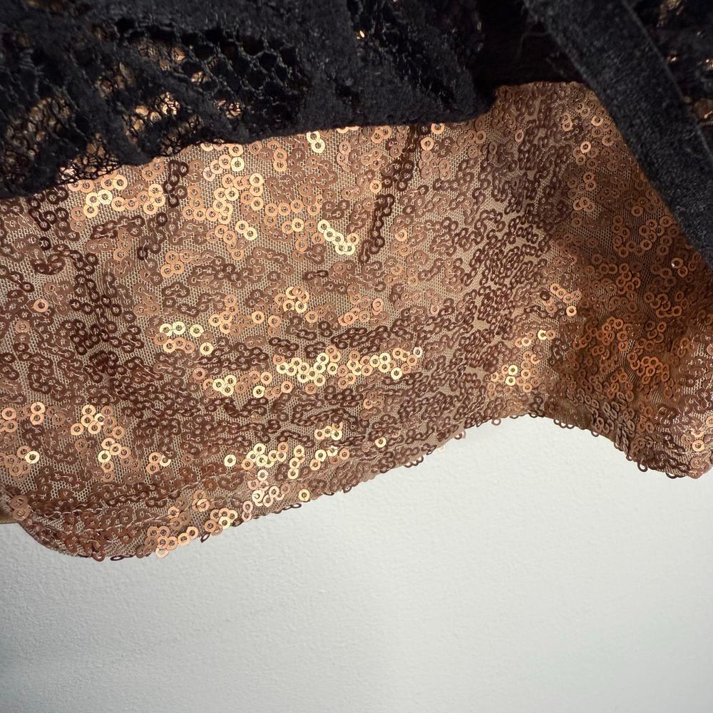 Tadashi Shoji Vita Sequin Floral Lace Over Bodycon Mini Dress 2 Black Sheath - Picture 9 of 13